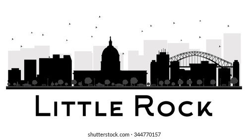 Little Rock City skyline black and white silhouette. Vector illustration. Simple flat concept for tourism presentation, banner, placard or web site. Business travel concept. Cityscape with landmarks