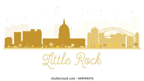 Little Rock City skyline golden silhouette. Vector illustration. Simple flat concept for tourism presentation, banner, placard or web site. Business travel concept. Little Rock isolated on white