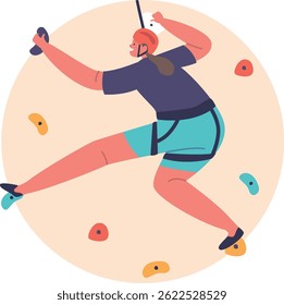 Little rock climber on wall