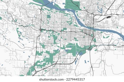 Little Rock map, capital city of the USA state of Arkansas. Municipal administrative area map with rivers and roads, parks and railways. Vector illustration. svg