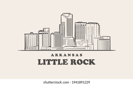 Little Rock skyline, arkansas drawn sketch