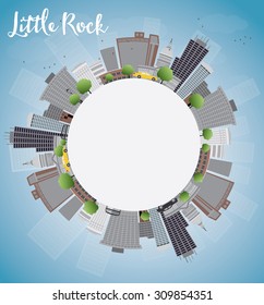 Little Rock Skyline with Grey Building, Blue Sky and copy space. Vector Illustration. Business travel and tourism concept with place for text. Image for presentation, banner, placard and web site.