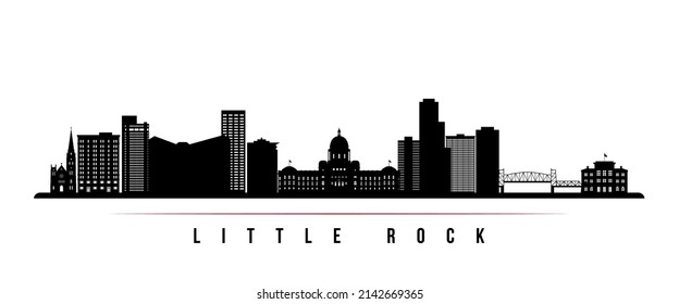 Little Rock skyline horizontal banner. Black and white silhouette of Little Rock, Arkansas. Vector template for your design. 