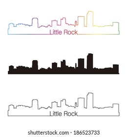 Little Rock skyline linear style with rainbow in editable vector file