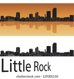 Little Rock skyline in orange background in editable vector file