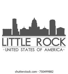 Little Rock Skyline Silhouette Design City Vector Art Famous Buildings