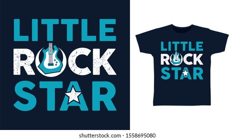 Little Rock Star with Guitar Illustration t-shirt and apparel trendy design typography 