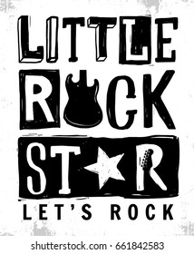 Little Rock star slogan graphic with rock symbols vectors for t-shirt and other uses