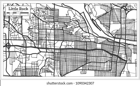 Little Rock USA City Map in Retro Style. Outline Map. Vector Illustration.