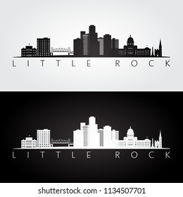 Little Rock, USA skyline and landmarks silhouette, black and white design, vector illustration.