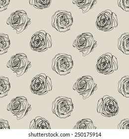 Little Rose seamless background. Vector Illustration.
