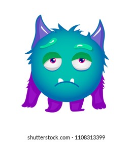 A little sad alone monster. Vector illustration for postcards, sites, sale, printing on mugs and anything else. 
