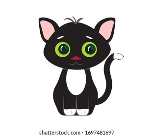Little sad kitten (cat) . Vector icon. Animals, shelter.

