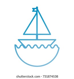 little sailing ship cartoon toy in water