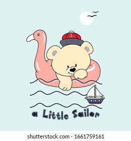 a little sailor, bear, vector, cartoon, design, logo, 