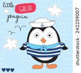 little sailor penguin vector illustration