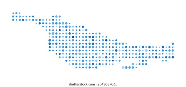 Pequeña isla de San Salvador Mapa de puntos. Forma de límite de estilo digital. Pequeña Imagen de Vector de San Salvador. Puntos circulares azules. Hermosa Ilustración vectorial.