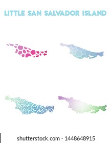 Little San Salvador Island geometric polygonal, mosaic style island maps collection. Modern design for your infographics or presentation.