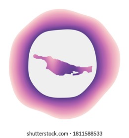 Little San Salvador Island icon. Colorful gradient logo of the island. Purple red Little San Salvador rounded sign with map for your design. Vector illustration.