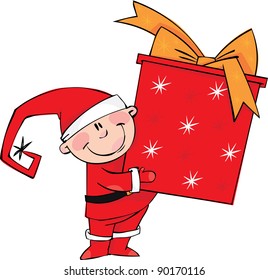 Little Santa with big gift box