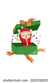 Little santa Christmas in the gift box