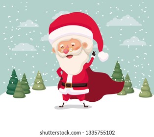 little santa claus character in snowscape