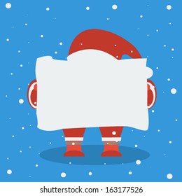 Little Santa Claus is holding a big billboard space for text. No transparency and gradients used