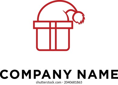 Little Santa Hat Gift Box Stock Vector
