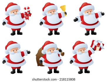 Little Santas performing various tasks.