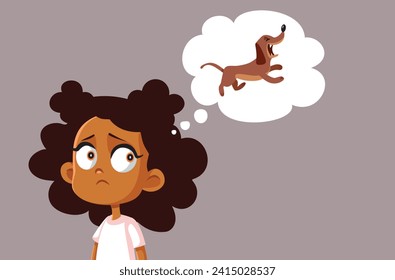 
Little Scared Girl Suffering from Cynophobia Vector Cartoon illustration. Toddler child in having irrational fear of dogs feeling stressed
