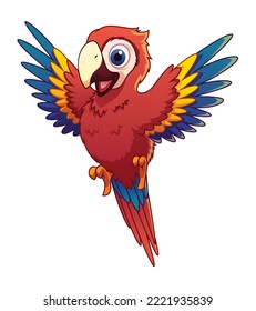 Little Scarlet Macaw Cartoon Animal Illustration