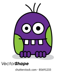 Little scary violet monster, vector illustration