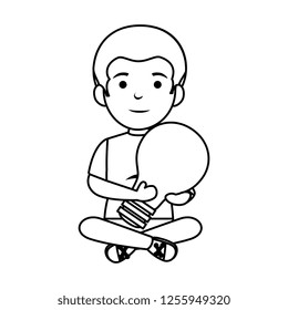 little schoolboy with bulb