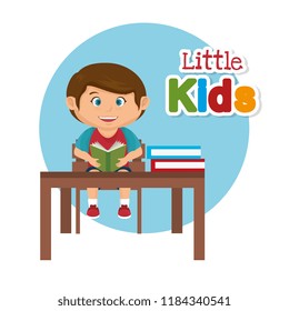 little schoolboy in the classroom