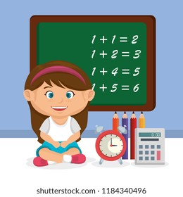 little schoolgirl with chalkboard