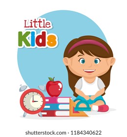 little schoolgirl with education supplies
