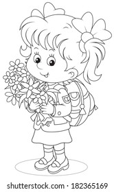 Little schoolgirl with flowers
