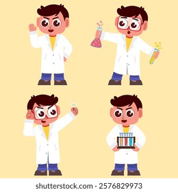 little scientist boy and girl in white coat. muslim kid. flat design vector - Powered by Shutterstock - Get 15% off with code: PIKWIZARD15
