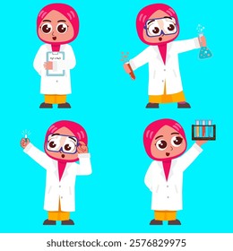 little scientist boy and girl in white coat. muslim kid. flat design vector - Powered by Shutterstock - Get 15% off with code: PIKWIZARD15