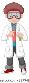 LIttle scientist cartoon character. Vector illustration
