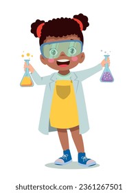 little scientist doing experiments and research