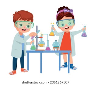 little scientist doing experiments and research
