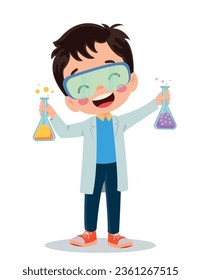 little scientist doing experiments and research