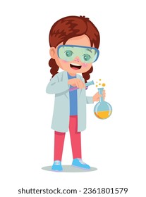 kleiner Wissenschaftler, der Experimente und Forschung durchführt