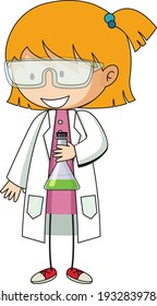Little scientist doodle cartoon character isolated illustration