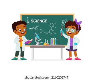 little scientist wearing with coat and do research