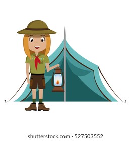 little scout character with lantern icon