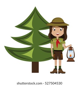 little scout character with lantern icon
