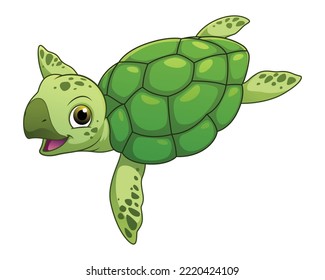 Ilustración animal de la pequeña tortuga marina