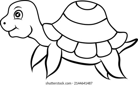 Little sea turtle coloring page isolated image character